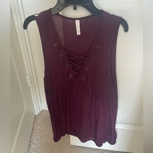 Women's Sleeveless Lace-Up Top - Purple